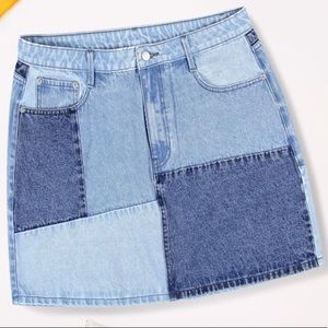 Colorblock Demin Skirt